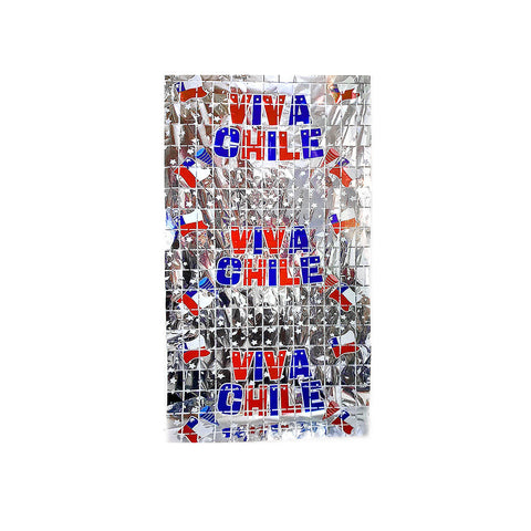 Adorno Mural Metalico Viva Chile Blanco 2X1 X1Uni