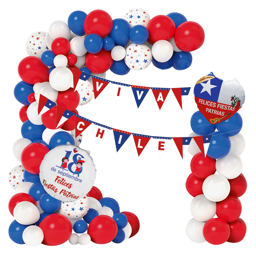 Set Deco Globos Viva Chile X1Uni