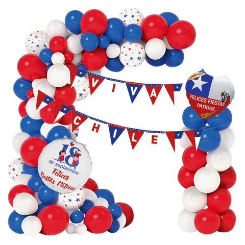 Set Deco Globos Viva Chile X1Uni