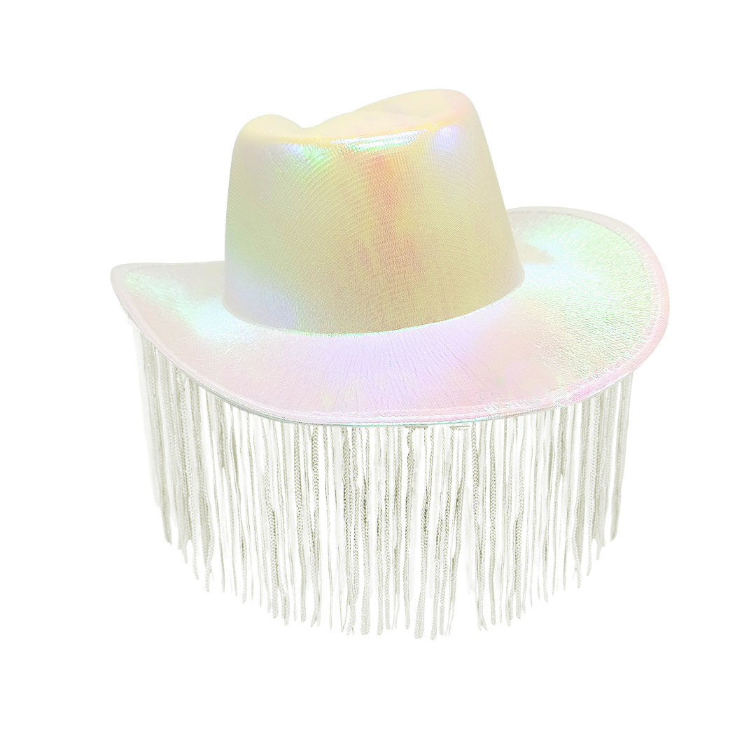Gorro Vaquero Tiras Nacarado Blanco Xuni